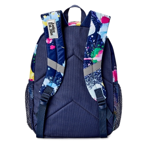 Girls 17" Justice Backpack Iridescent Blue Multi-Color Splatter - Picture 4 of 9